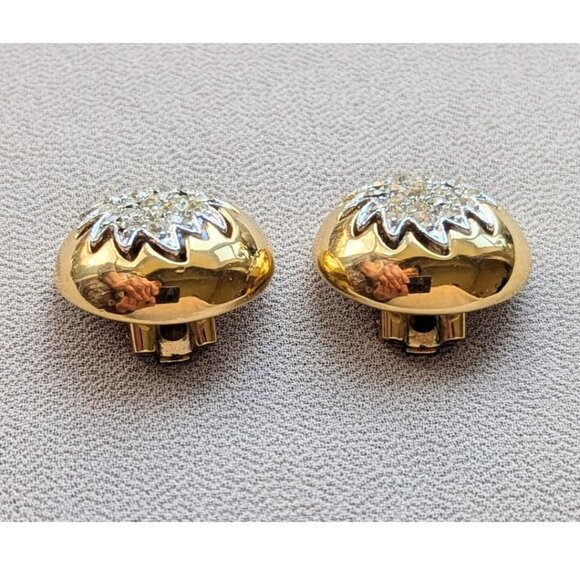 Vintage VENDOME Gold Tone Rhinestones Clip on Earrings - Picture 4 of 6